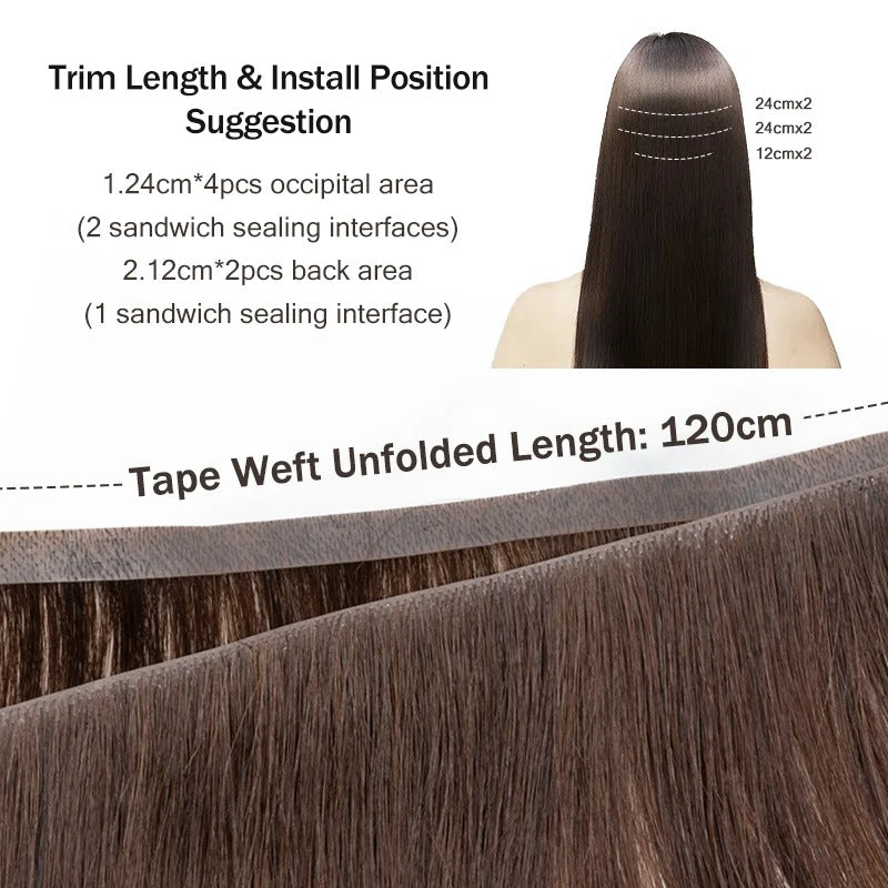 Invisible PU Tape-In Extensions – Real Human Hair, Seamless & Lightweight, Injected Tape with Full Ends