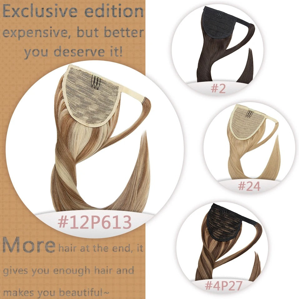 18” Straight Human Hair Ponytail Extension