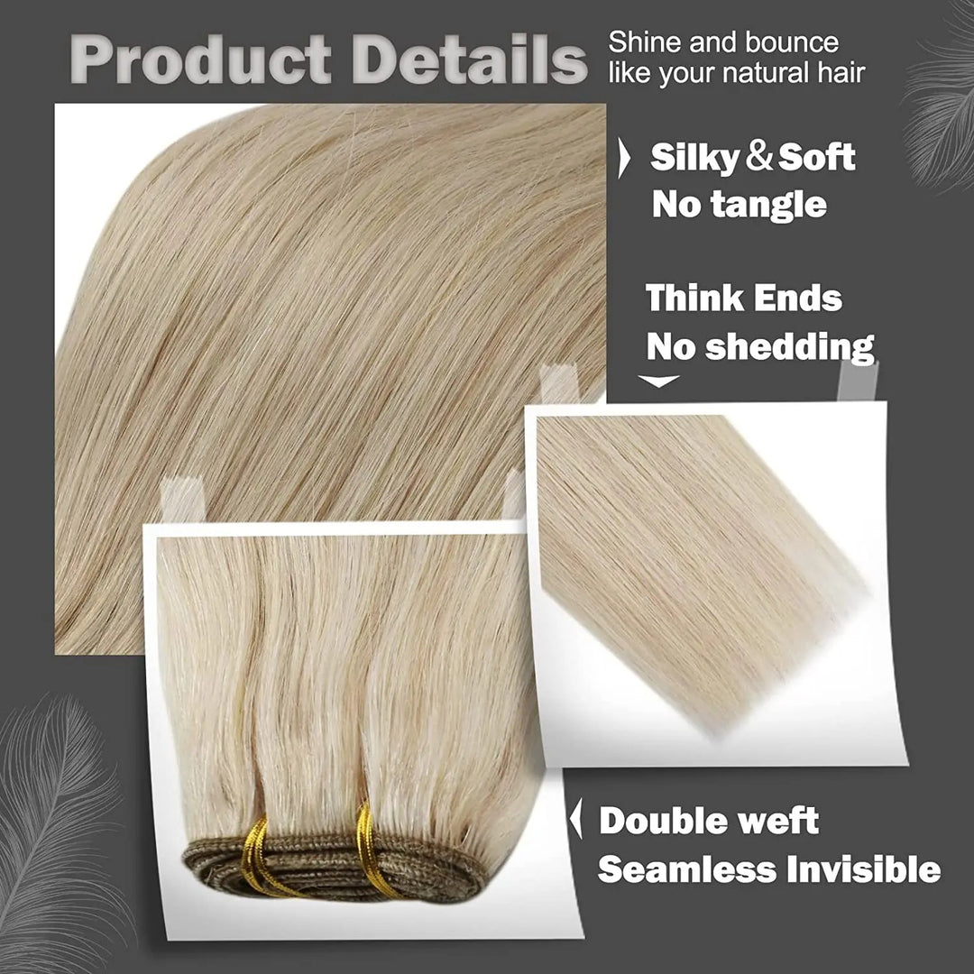 100% Remy Human Hair Bundles – Straight Sew-In Weft Extensions (100g, Double Weft)