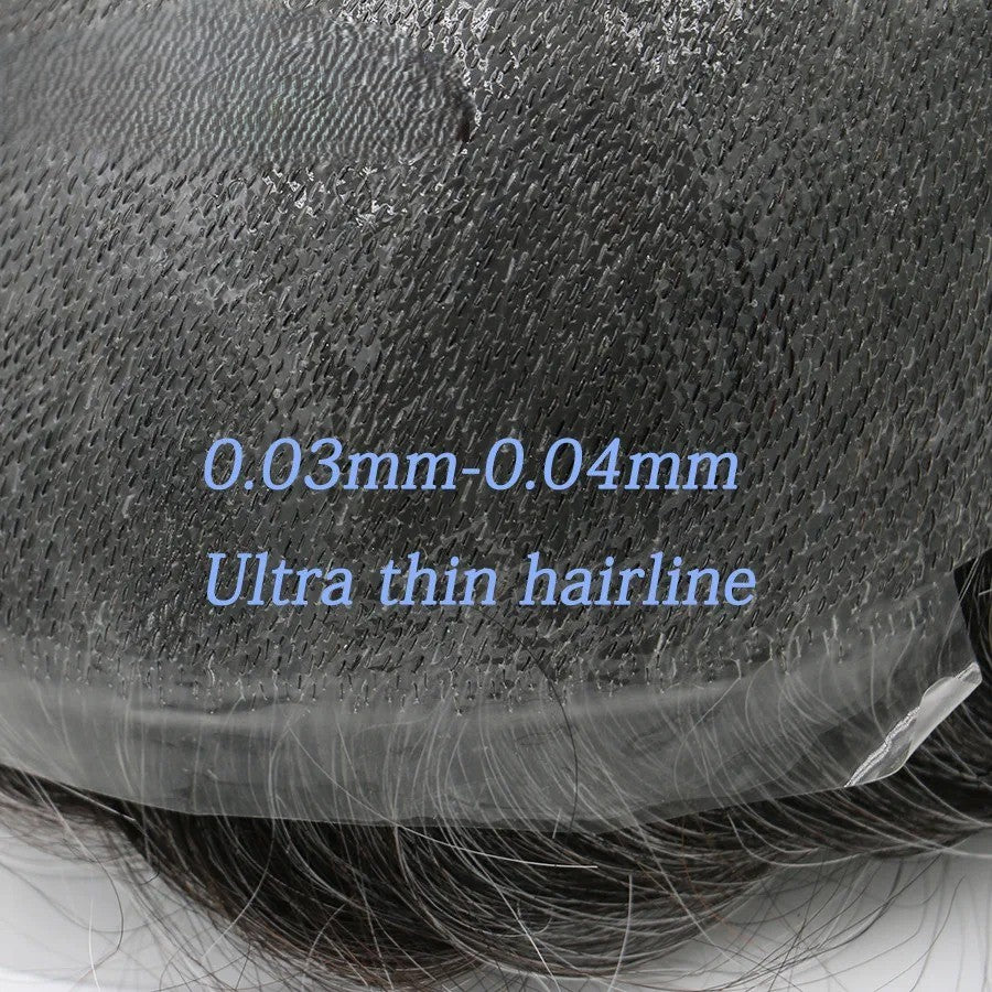 Ultra Thin Skin 0.03mm Men’s Toupee – Remy Human Hair Replacement System