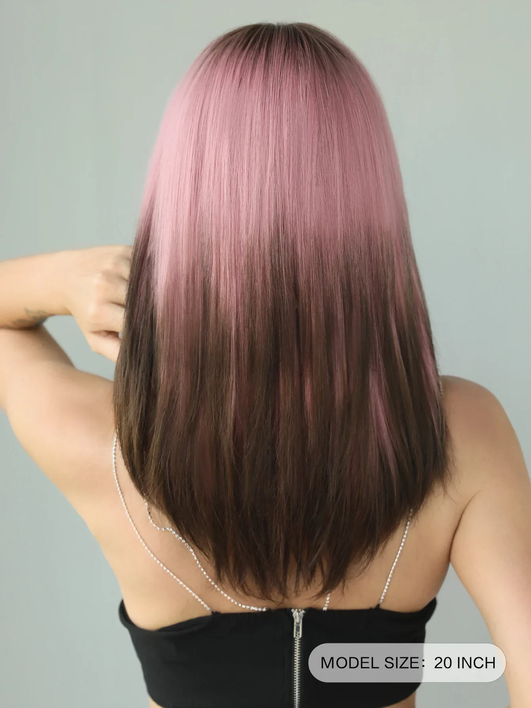 Ombre Blonde Wigs for Women Medium Length Straight Layered Synthetic Wigs With Bangs