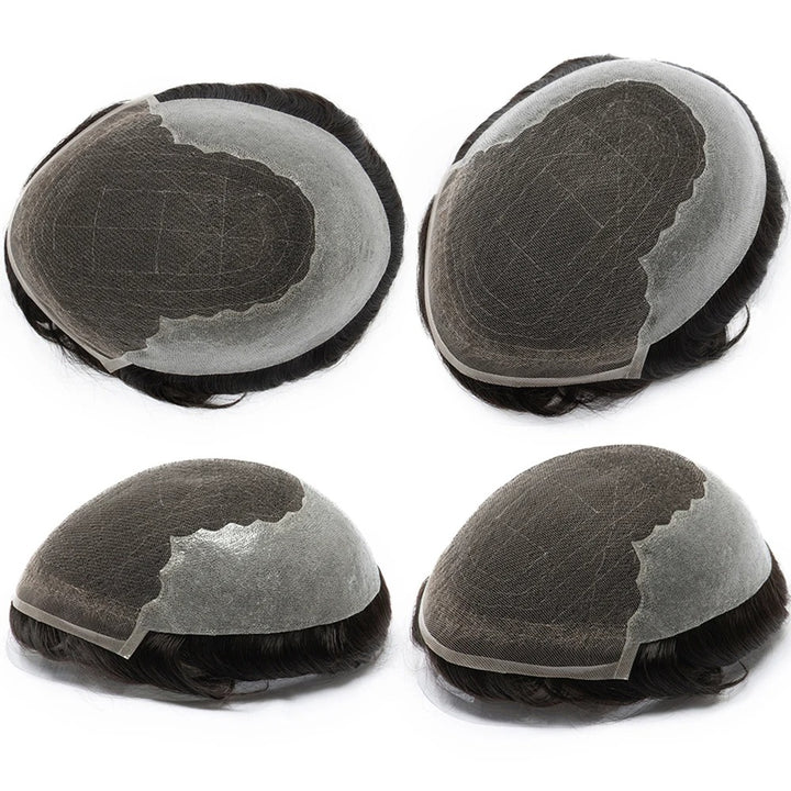 Q6 Swiss Lace Men Toupee Real Hair Men Wig 100% Human Hair Durable Men Hair Replacement System Male Wig Natural Hair Prosthesis