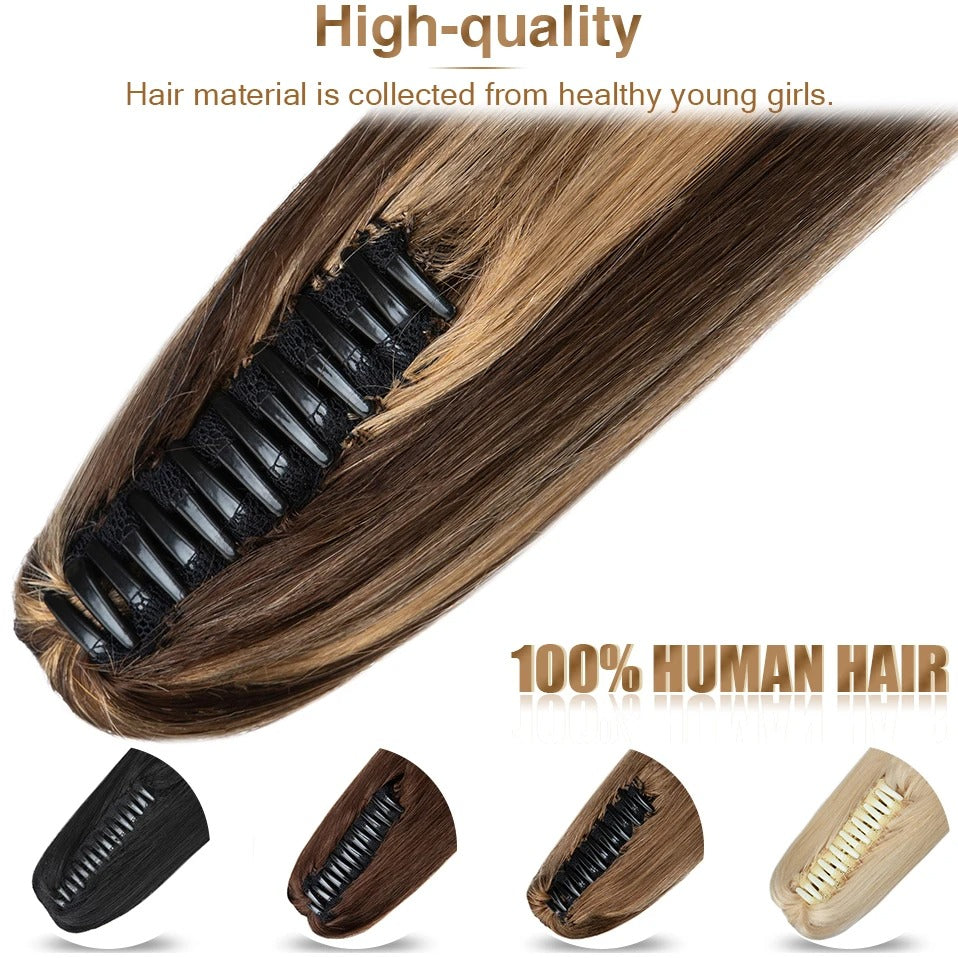 Thick Clip-In Human Hair Ponytail Extension with Claw Clamp
