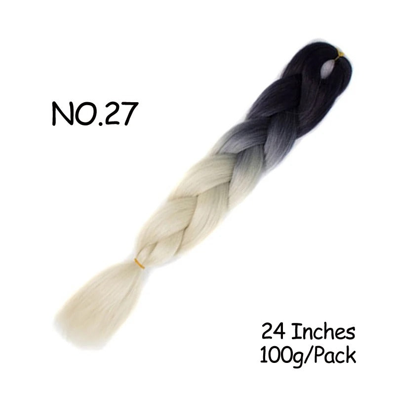 24 Inch Synthetic Braiding Hair Extensions – 10PCS Jumbo Braids in Black & Brown Colors