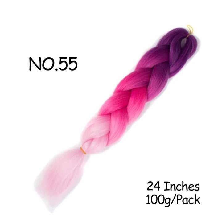 24 Inch Synthetic Braiding Hair Extensions – 10PCS Jumbo Braids in Black & Brown Colors