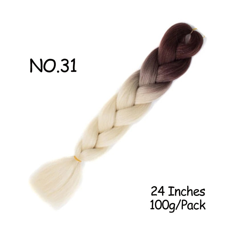24 Inch Synthetic Braiding Hair Extensions – 10PCS Jumbo Braids in Black & Brown Colors