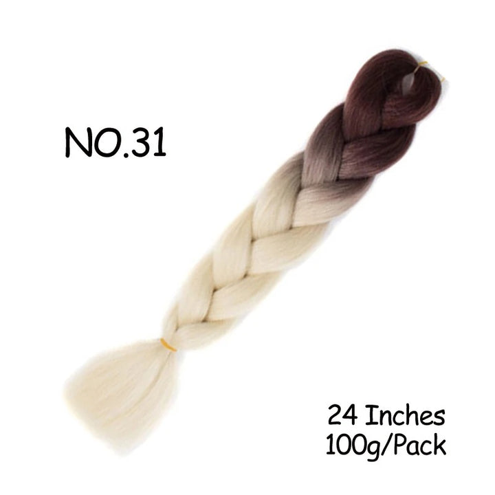 24 Inch Synthetic Braiding Hair Extensions – 10PCS Jumbo Braids in Black & Brown Colors