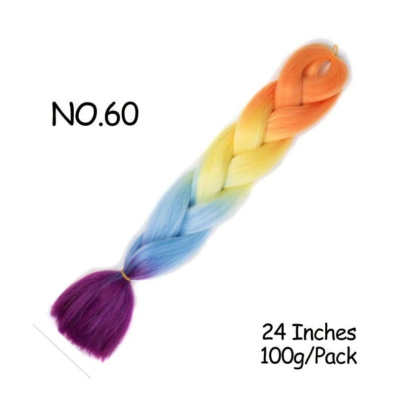 24 Inch Synthetic Braiding Hair Extensions – 10PCS Jumbo Braids in Black & Brown Colors
