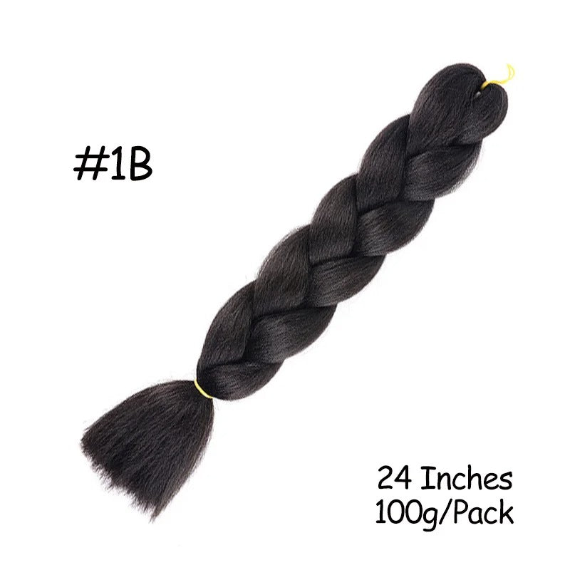 24 Inch Synthetic Braiding Hair Extensions – 10PCS Jumbo Braids in Black & Brown Colors