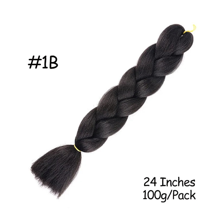 24 Inch Synthetic Braiding Hair Extensions – 10PCS Jumbo Braids in Black & Brown Colors