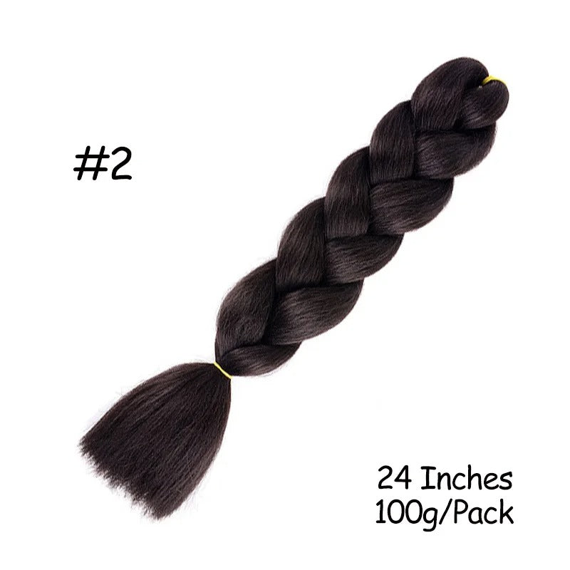 24 Inch Synthetic Braiding Hair Extensions – 10PCS Jumbo Braids in Black & Brown Colors
