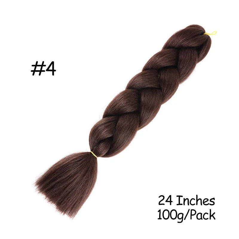 24 Inch Synthetic Braiding Hair Extensions – 10PCS Jumbo Braids in Black & Brown Colors