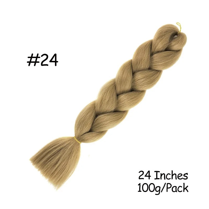24 Inch Synthetic Braiding Hair Extensions – 10PCS Jumbo Braids in Black & Brown Colors
