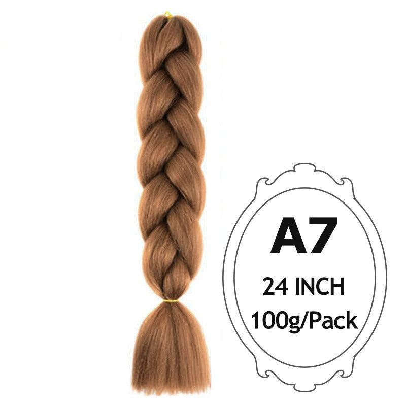 24 Inch Synthetic Braiding Hair Extensions – 10PCS Jumbo Braids in Black & Brown Colors