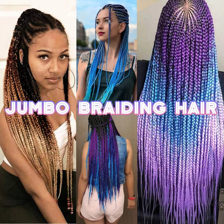 3 Packs 24 Inch Ombre Jumbo Braiding Hair Extensions – High-Temperature Synthetic Fiber