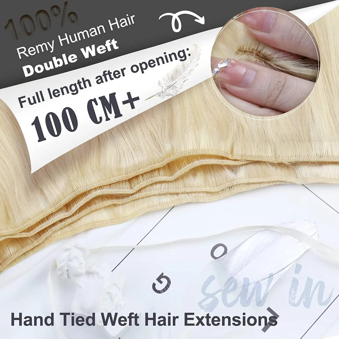 100% Remy Human Hair Bundles – Straight Sew-In Weft Extensions (100g, Double Weft)