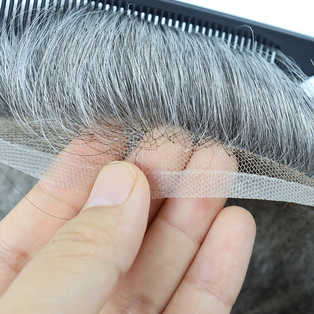 Men’s Human Hair Toupee – Thin Skin PU Base Remy Hair Replacement System