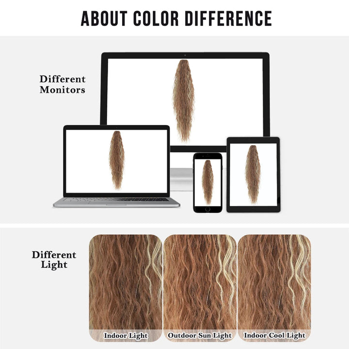 34 Inch Women's Black Synthetic Deep Wave & Water Wave Adjustable Size Ponytail Wig with Clip in