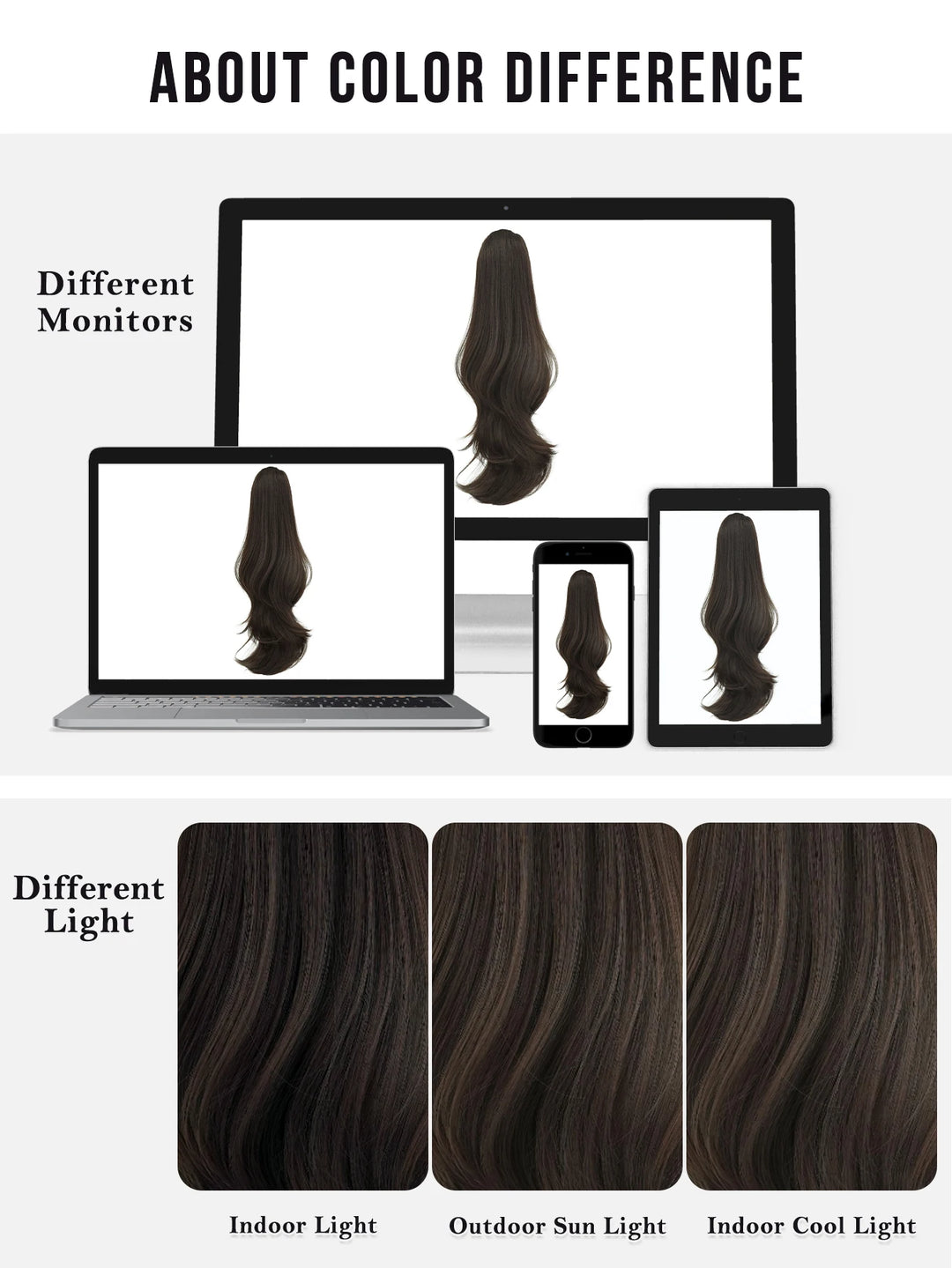 Van Dyke Brown Hair Extensions 28 Inch Clip-In Wig Adjustable Size Curly Ponytail Synthetic Hair Pack Black with Steel Prongs