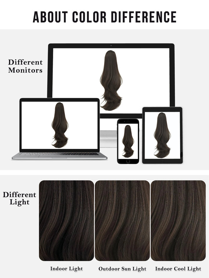 Van Dyke Brown Hair Extensions 28 Inch Clip-In Wig Adjustable Size Curly Ponytail Synthetic Hair Pack Black with Steel Prongs