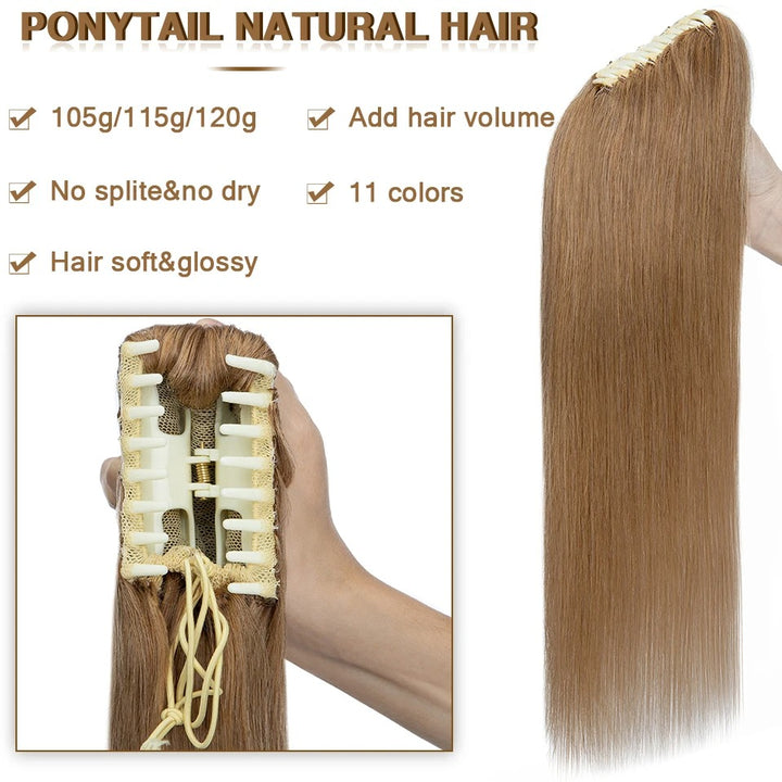 Thick Clip-In Human Hair Ponytail Extension with Claw Clamp