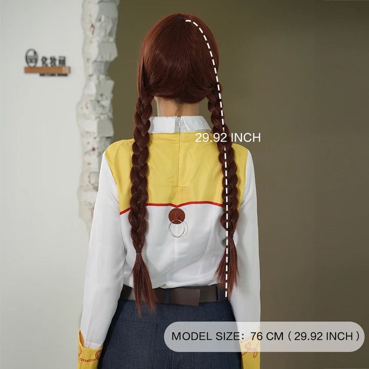 Red and black costume wig with pigtail braids, perfect for cosplay, Halloween, or drag queen looks inspired by the Crazy Bride character from Suicide Squad. Made with synthetic hair.