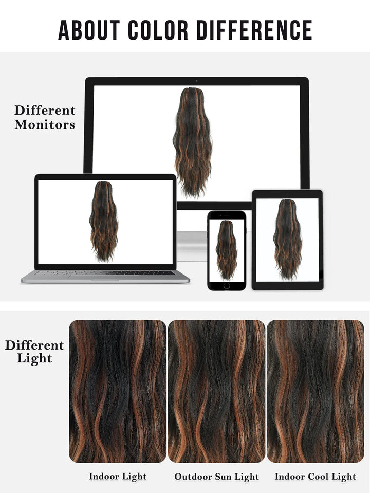 20 Inch Clip in Wig for Women Golden Orange Adjustable Size Black Curly Ponytail with Synthetic Hair Black Clip in Wig