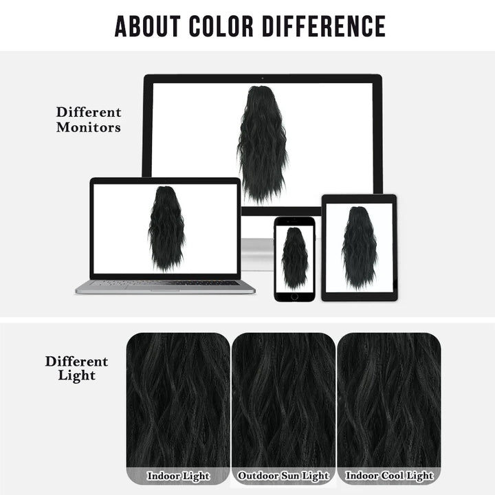 Adjustable 18-Inch Black Curly Ponytail Wig for Women with Synthetic Hair and Wig Clips