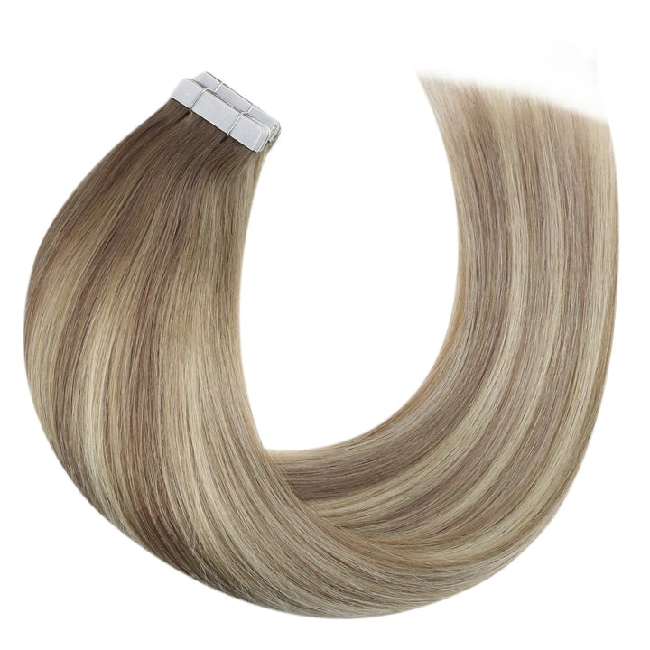 Seamless Blonde Tape-In Hair Extensions – Natural Straight Remy Human Hair