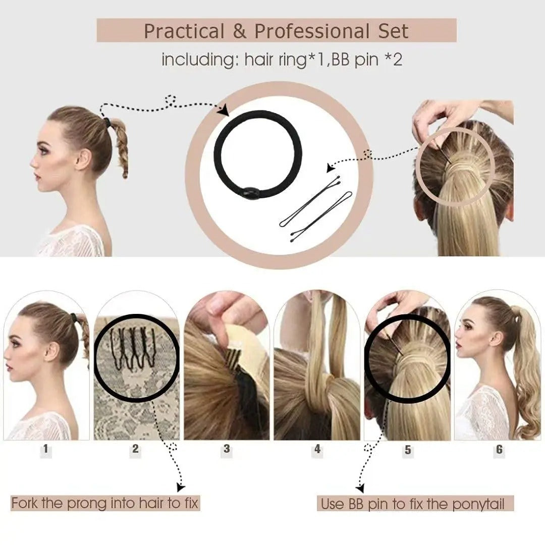 Ponytail Human Hair Straight 80g Clip in Hair Extensions Human 14-22" Natural Hair Horse Tails No Claw Clip