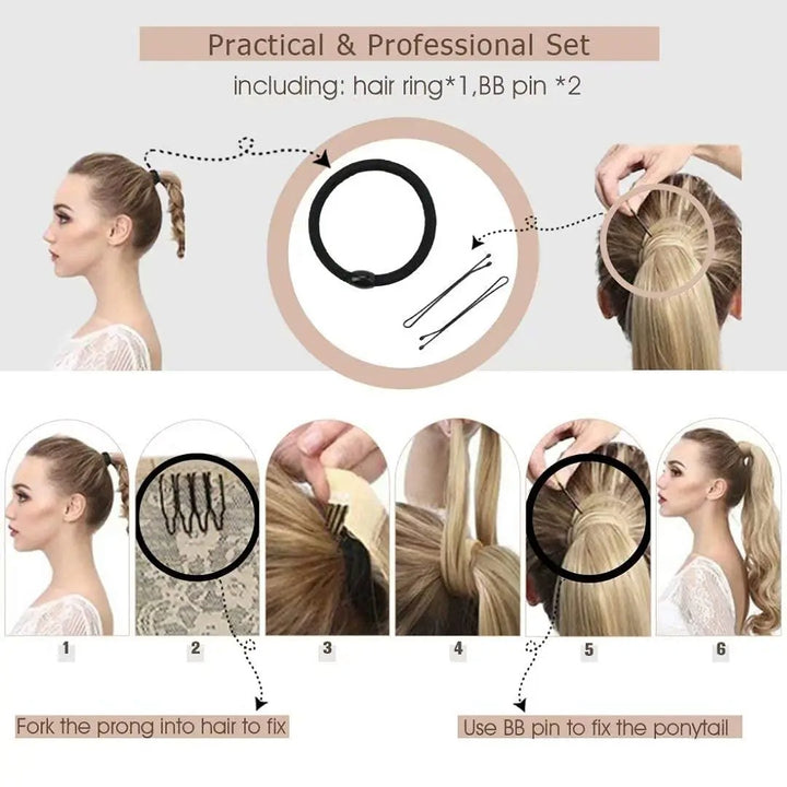 Ponytail Human Hair Straight 80g Clip in Hair Extensions Human 14-22" Natural Hair Horse Tails No Claw Clip