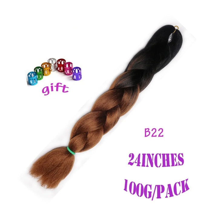 24 Inch Synthetic Braiding Hair Extensions – 10PCS Jumbo Braids in Black & Brown Colors