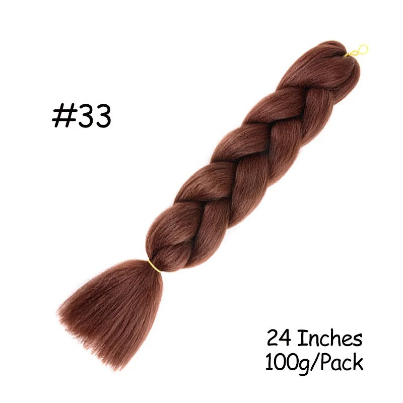 24 Inch Synthetic Braiding Hair Extensions – 10PCS Jumbo Braids in Black & Brown Colors