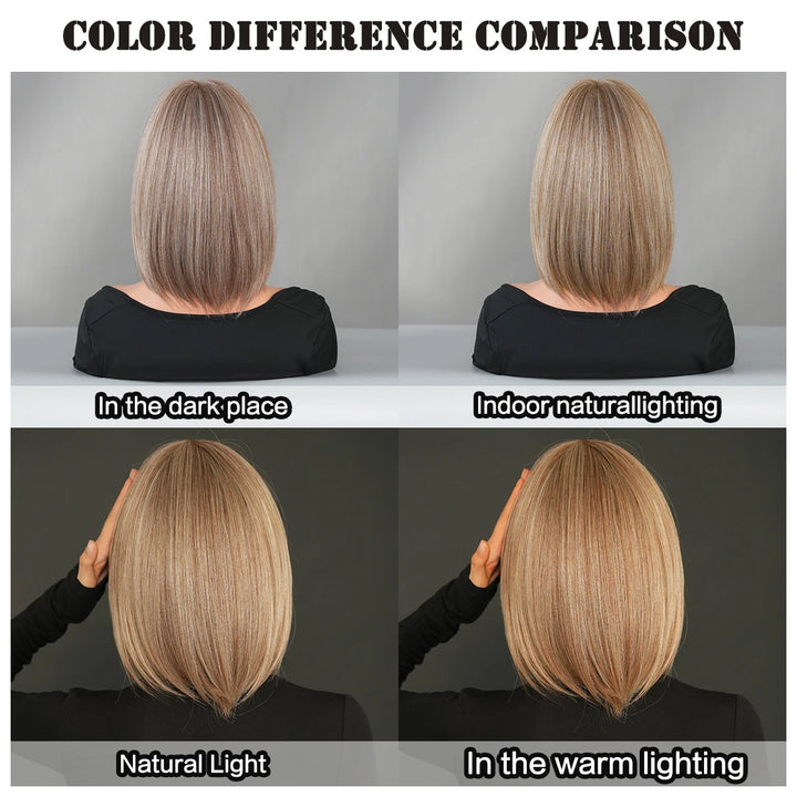 Black Bob Wigs with Bangs, Synthetic Straight Bob Wigs for Women, Heat Resistant 12 in Hair