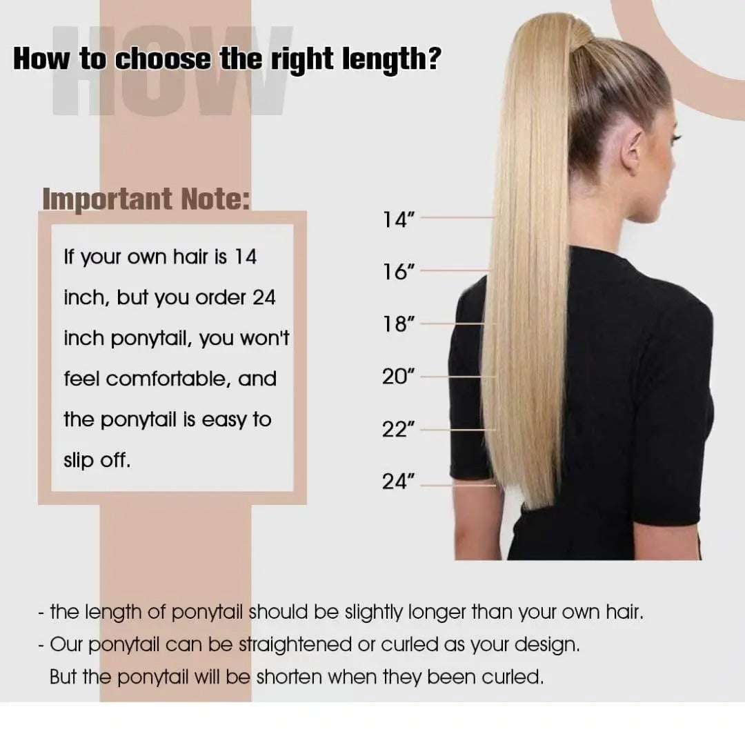 Ponytail Human Hair Straight 80g Clip in Hair Extensions Human 14-22" Natural Hair Horse Tails No Claw Clip