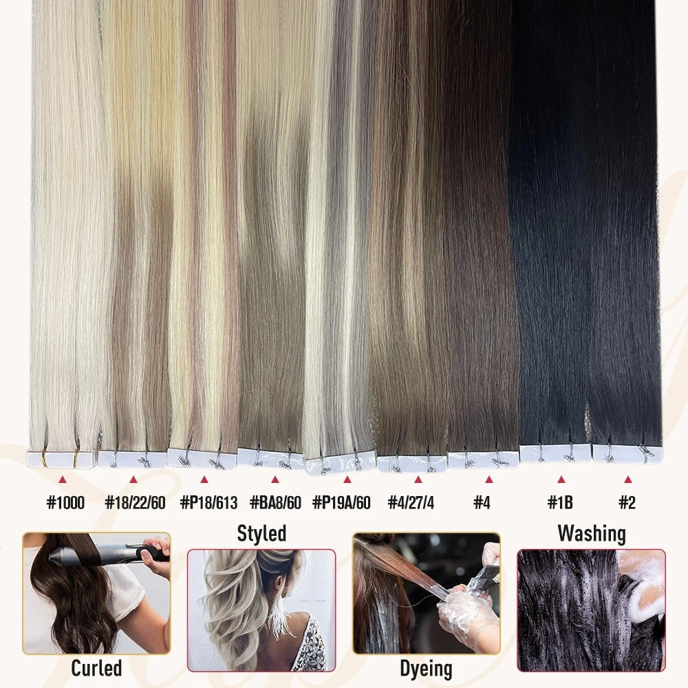 Luxury Injection Tape-In Extensions – Virgin Double Drawn Human Hair, Seamless PU Skin Weft, Natural Straight