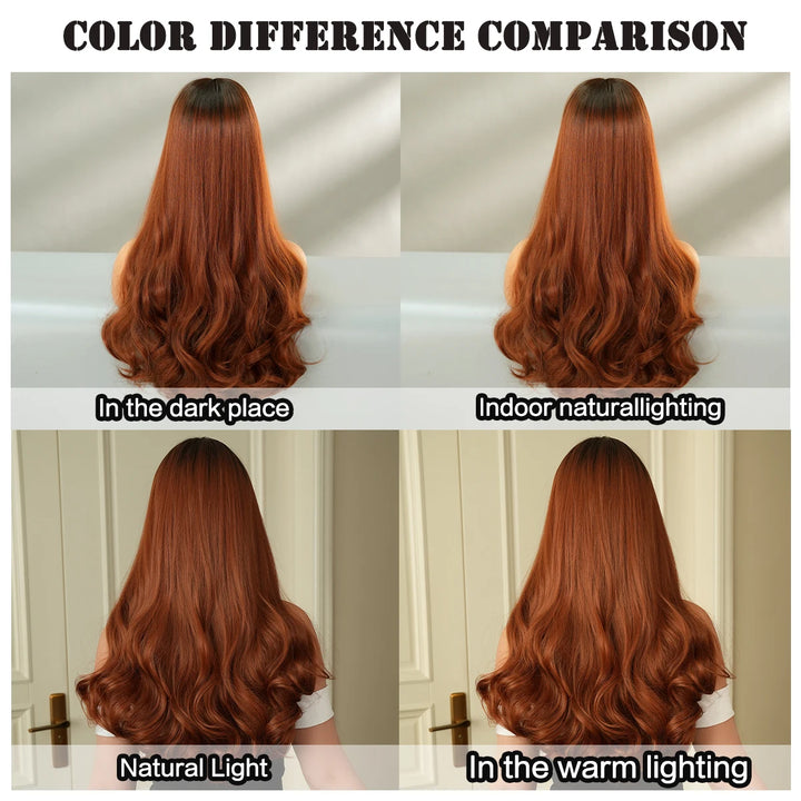 26-inch Layered Long Straight Ombre Blonde Middle-Parted Synthetic Matte Hair Wig for Women, Heat Resistant.