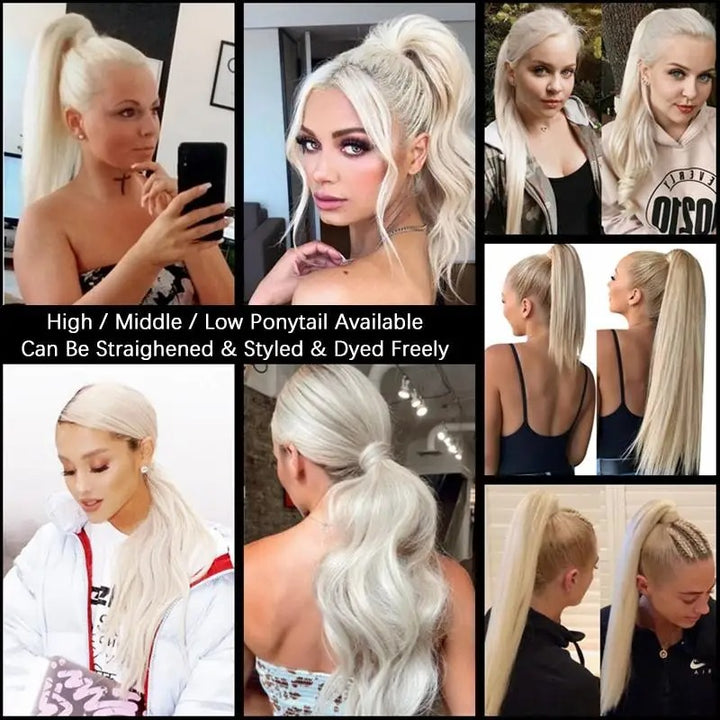 Platinum Blonde Wrap-Around Ponytail – 24” | 140g