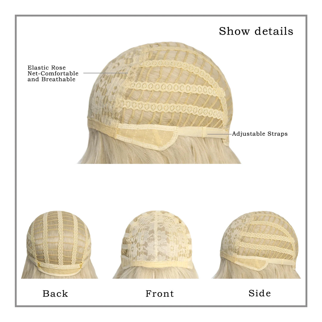 Green Highlight Layered Wig with Curtain Bangs, Synthetic Heat Resistant Hair Wig for Women.