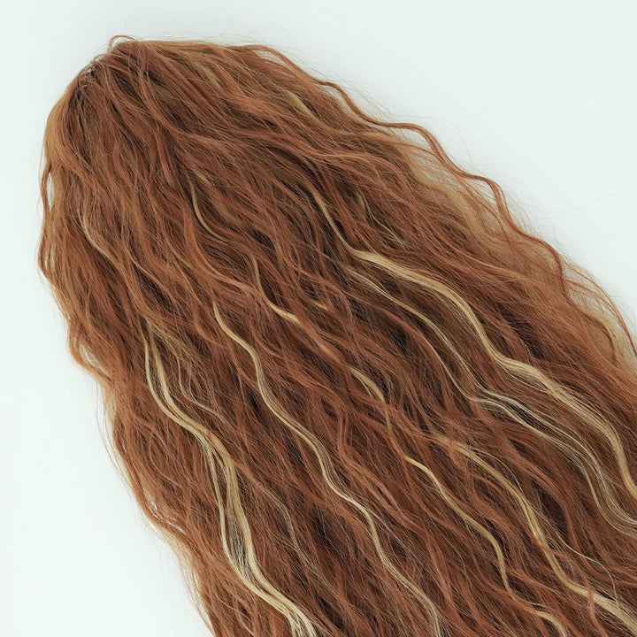 34 Inch Women's Black Synthetic Deep Wave & Water Wave Adjustable Size Ponytail Wig with Clip in