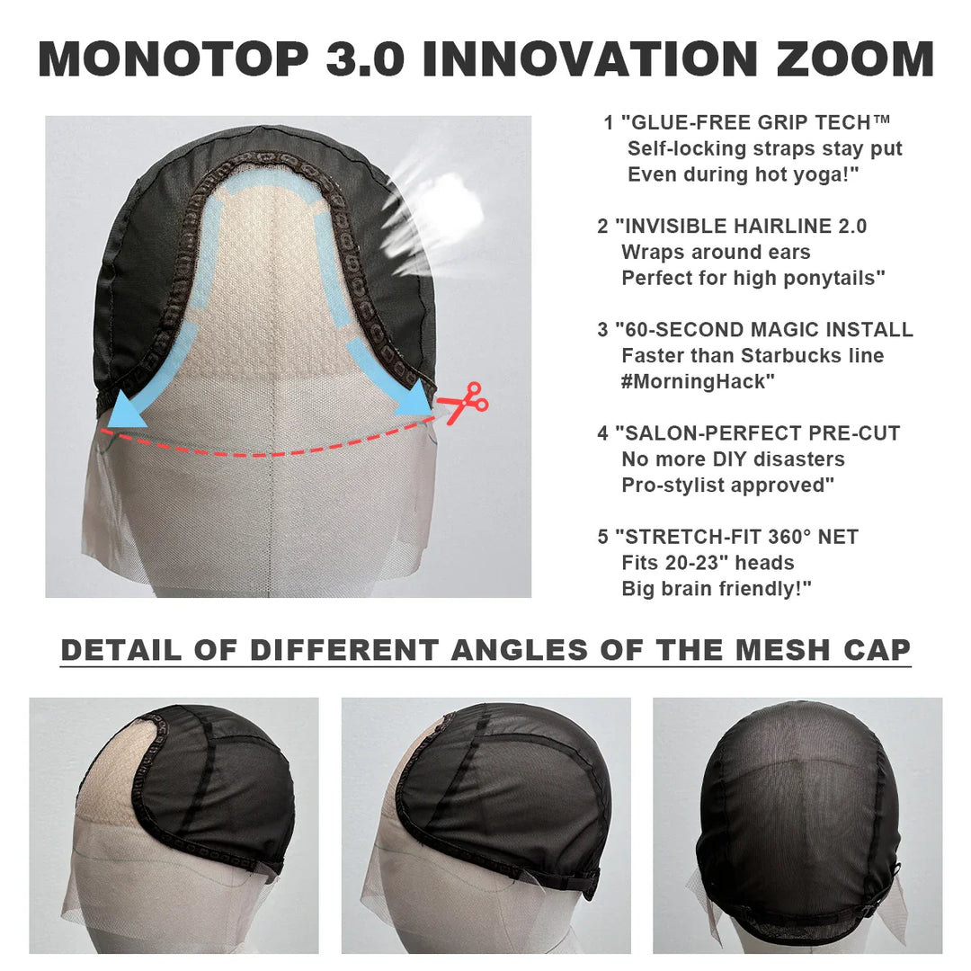 Monotop U Lace Long Straight Layered Wig for Women 26 Inches Heat Resistant Synthetic Black Wig with Natural Hairline.