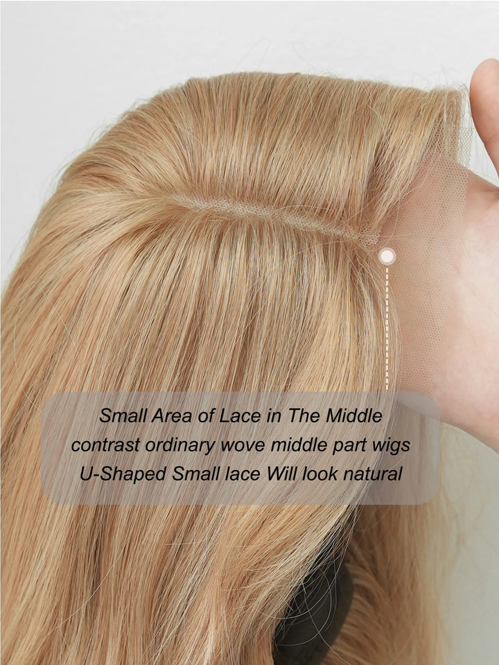 28" Blonde Curly Lace Front Wig with Bangs - Heat Resistant Synthetic Hair for Women