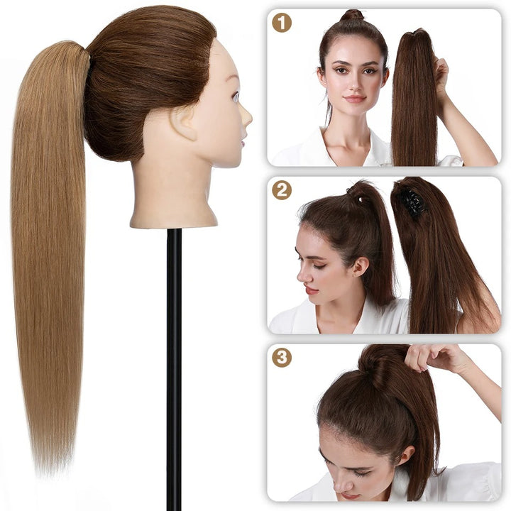 Thick Clip-In Human Hair Ponytail Extension with Claw Clamp