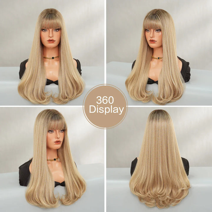 30 Inch Copper Orange Long Curly Synthetic Wig with Bangs for Women - Heat Resistant, Natural Hairline, Matte Finish - Perfect for Cosplay