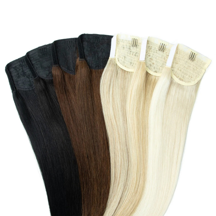 Ponytail Human Hair – Real Remy Hair Clip-In Wrap Around Ponytail Extension | Natural Straight Hair Extensions | Blonde, Brown, Black