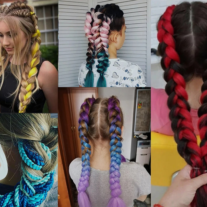 African Ombre Braiding Hair Extensions – Pre-Stretched Synthetic Crochet Hair (3 Packs)