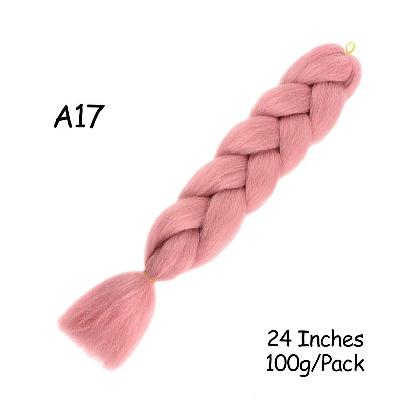 24 Inch Synthetic Braiding Hair Extensions – 10PCS Jumbo Braids in Black & Brown Colors