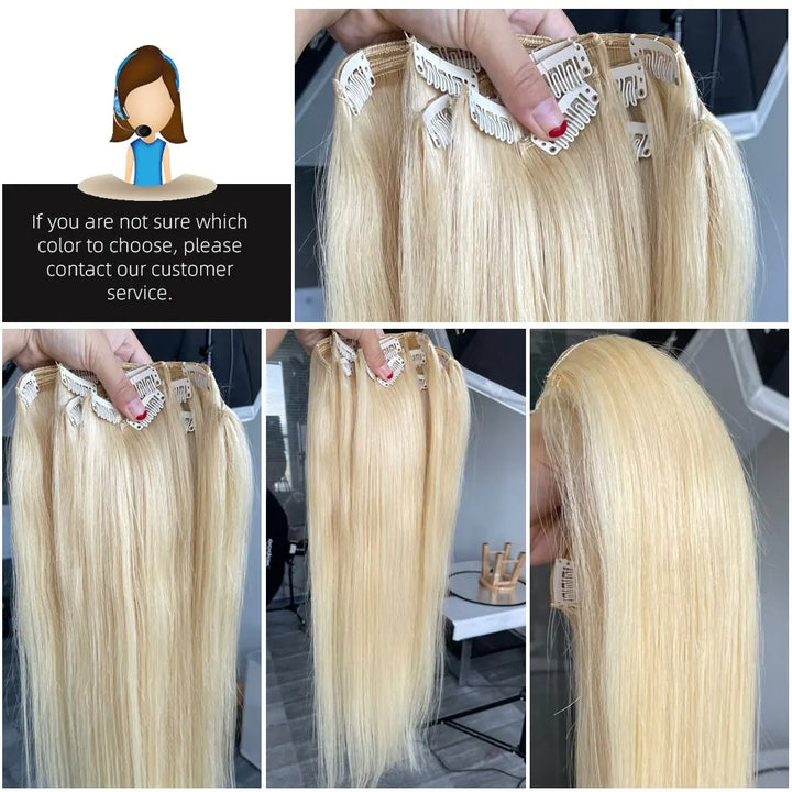 Brazilian Remy Clip-In Hair Extensions – Natural Human Hair, 12–24 Inch, 50g–120g
