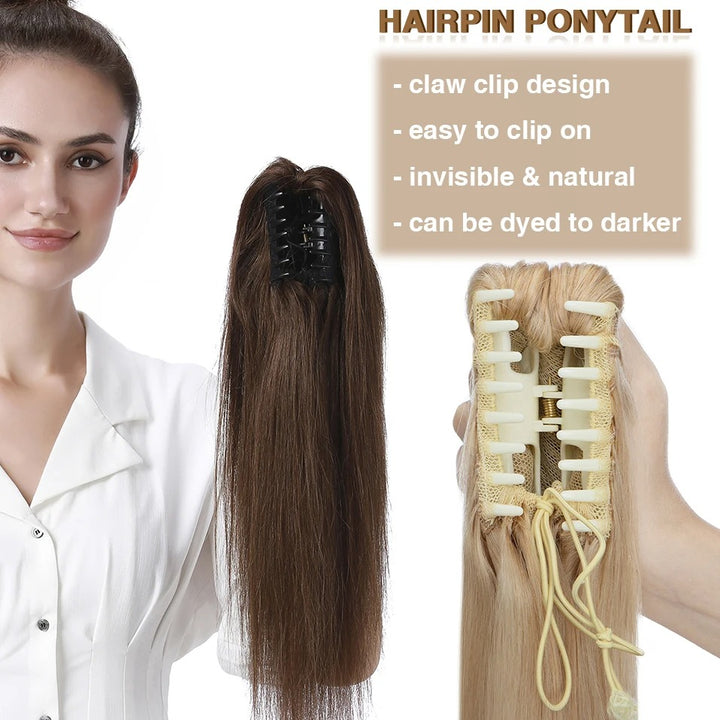 Thick Clip-In Human Hair Ponytail Extension with Claw Clamp