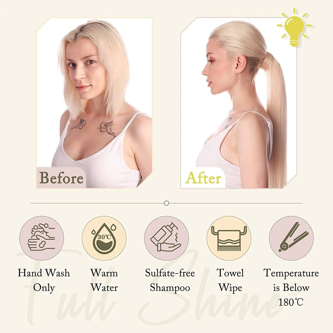 Machine-Made Remy Human Hair Ponytail Extension – 70g/80g Clip-In for White Women